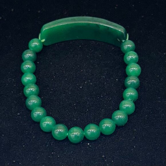 Jadeite Jade Beaded Stretch Bracelet Women's Size S/M Green Gemstone - Picture 3 of 9